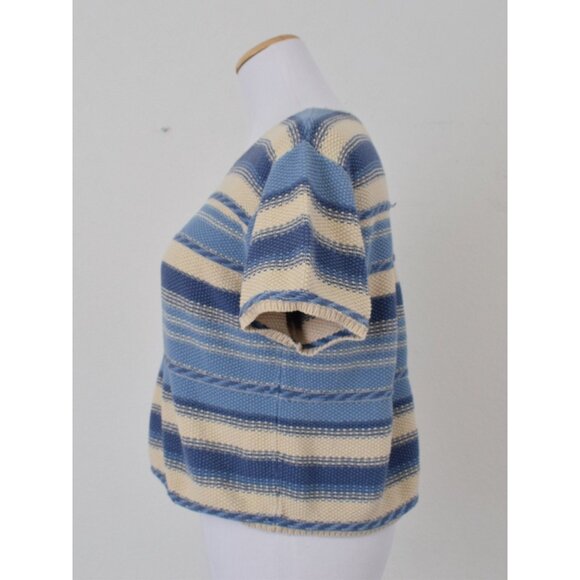 Vintage 90s Striped Knit Crop Blouse‎ - Picture 2 of 10